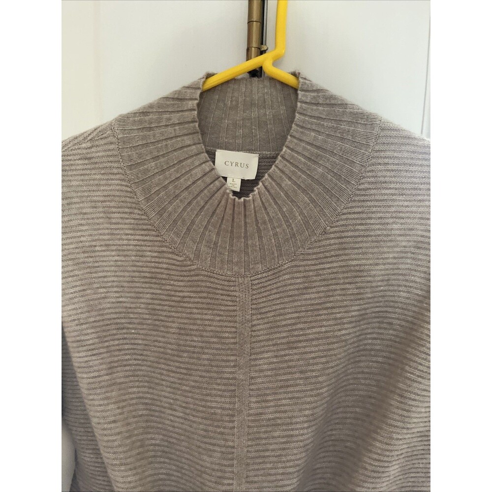 CYRUS Beige Textured Waffle-Knit Turtleneck Pullover Sweater XL Women
